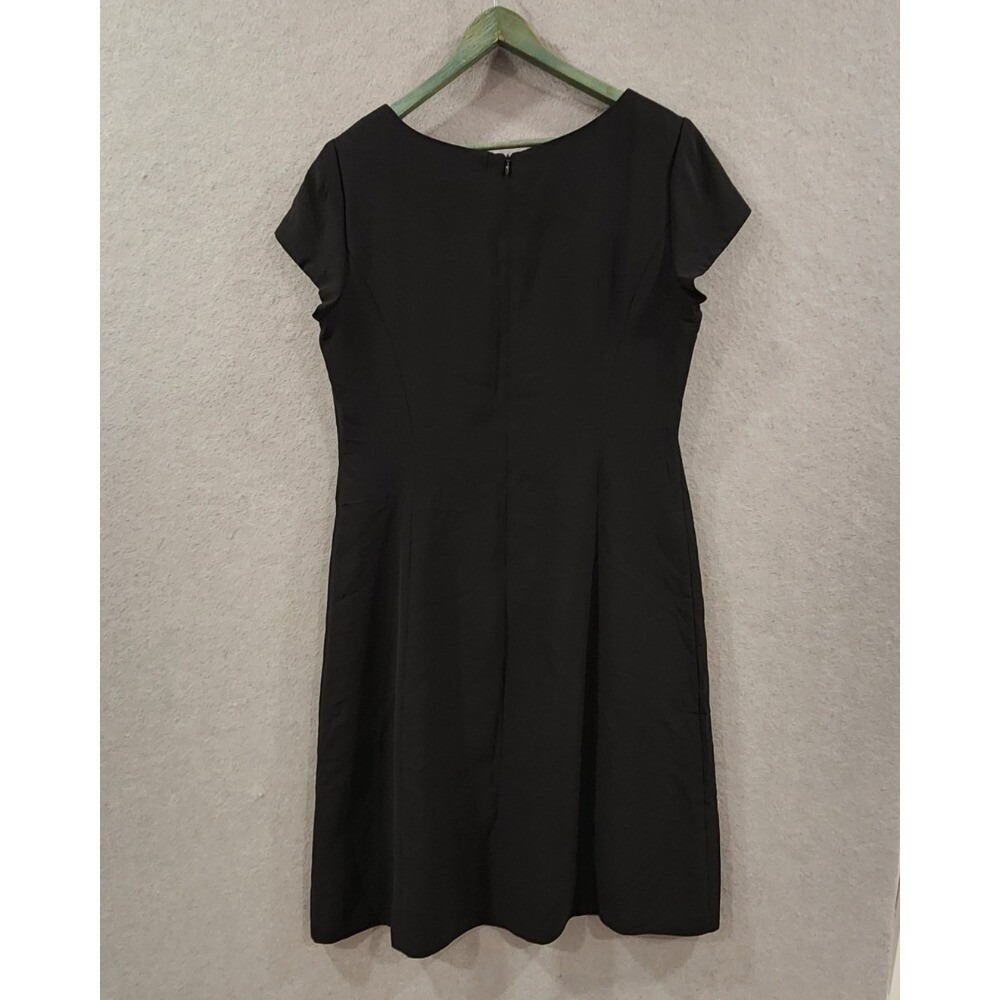 Vintage Y2K Talbots Midi Dress Black Career LBD Little Black Dress 14 Lined - Picture 4 of 12